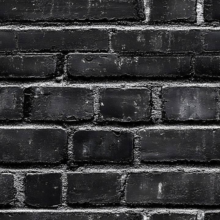 Cracked Black Brick Wall with Rough Mortar Detailing seamless PBR texture preview