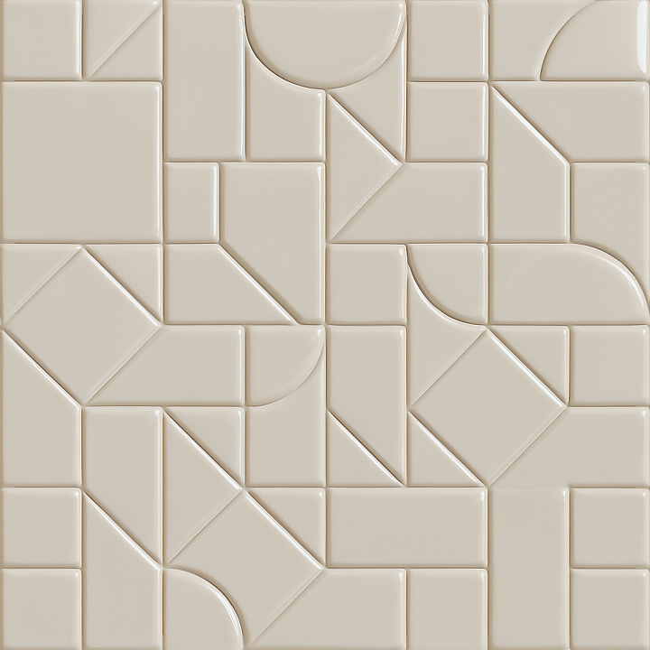 Mosaic Ceramic Tiles With Geometric Shapes And Glossy Finish seamless PBR texture preview