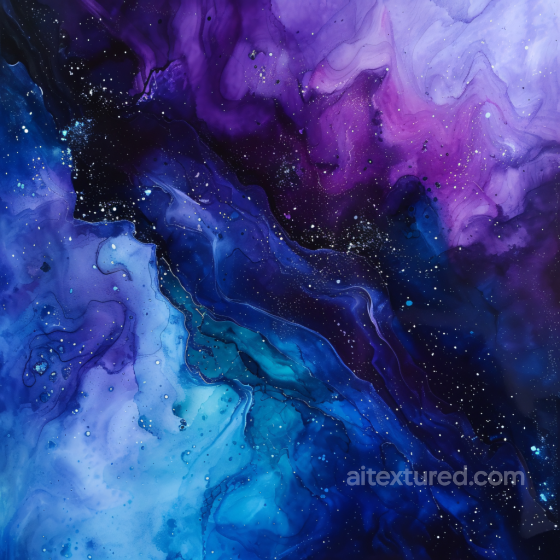 Alcohol Ink PBR Texture Featuring Deep Blue and Violet Fluid Swirls Alcohol ink texture preview
