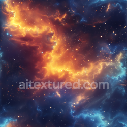 seamless Seamless 3D Space PBR Texture Featuring Fiery Orange Nebula and Deep Blue Starfield texture 8k free download PBR