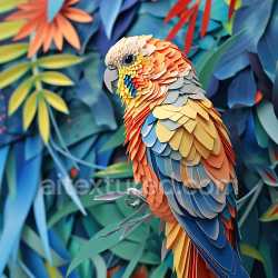 seamless Seamless 3D PBR texture of stylized budgerigar origami feathers in bright hues texture 8k free download PBR