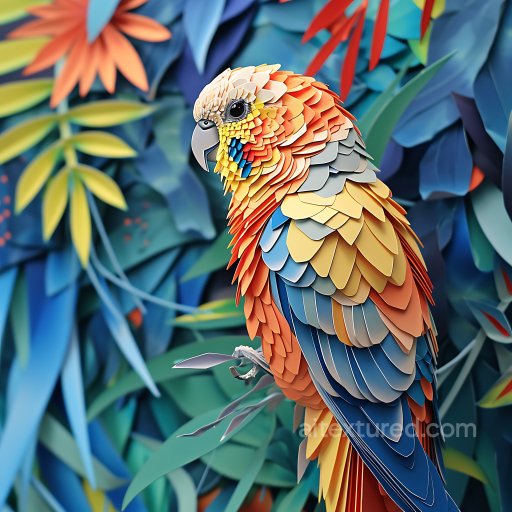 Animal - Seamless 3D PBR texture of stylized budgerigar origami feathers in bright hues texture preview