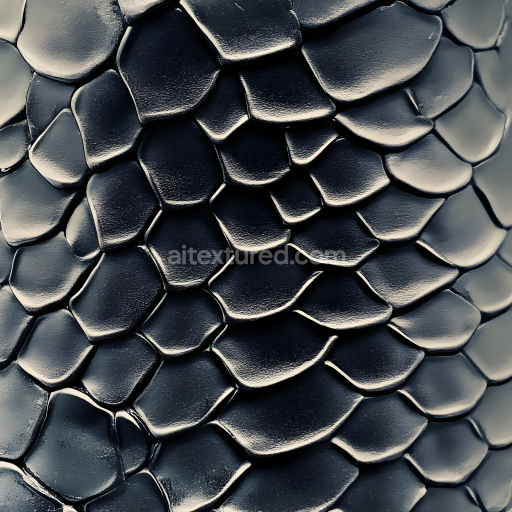 Seamless 3D PBR Reptilian Scale Skin Texture with High-Gloss Dark Scales