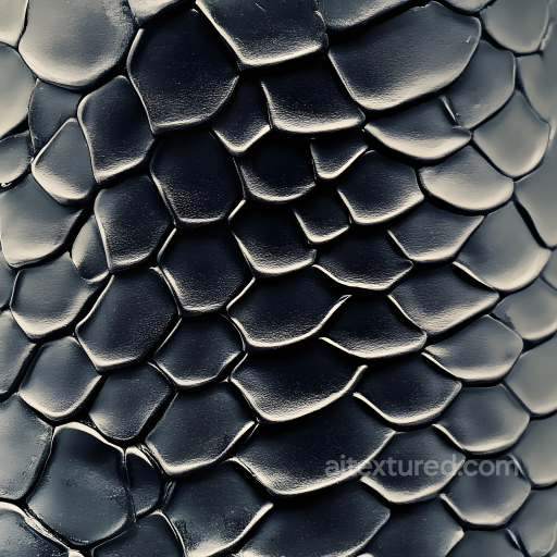 Reptilian Scale Skin Texture with High-Gloss Dark Scales seamless Skin PBR texture
