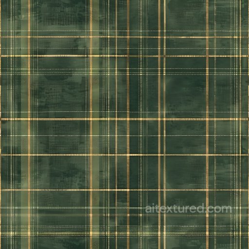 Seamless 3D Plaid Patterned Antique Metal PBR Texture in Green and Gold texture preview