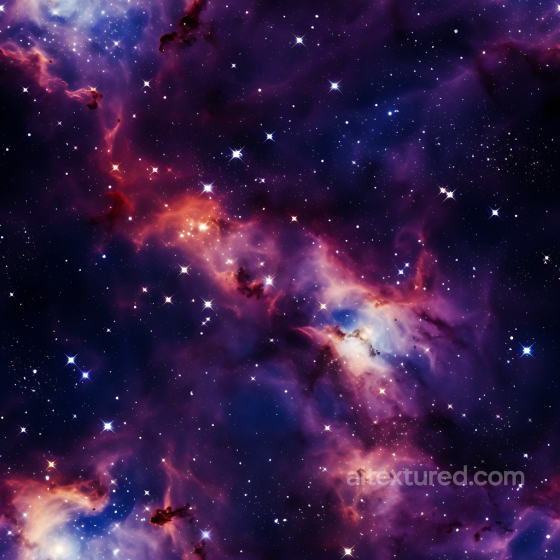 Space PBR Texture Featuring Vivid Nebula and Starfield in Purple and Orange Hues Star, space, planets texture preview