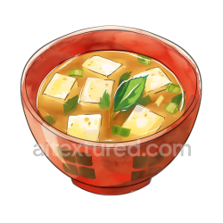 seamless Miso Soup with Tofu and Green Garnish Breakfast Illustration texture 8k free download PBR