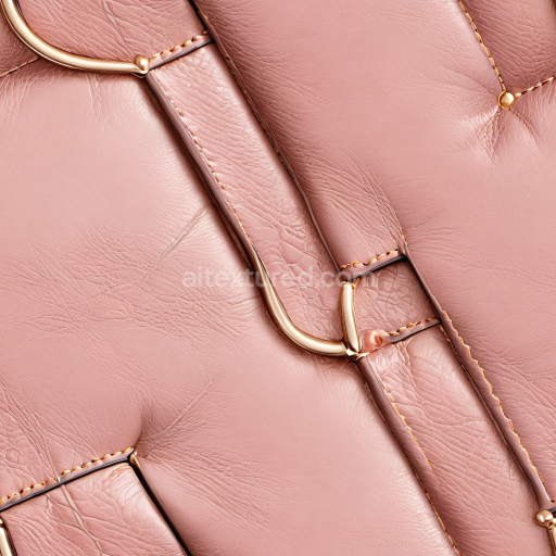 Seamless 3D PBR Pink Quilted Leather Texture with Gold Buckle Accents and Fine Grain