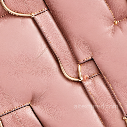 Pink Quilted Leather Texture with Gold Buckle Accents and Fine Grain seamless Leather PBR texture