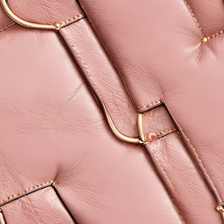 Pink Quilted Leather with Gold Buckle Accents and Fine Grain seamless PBR texture preview