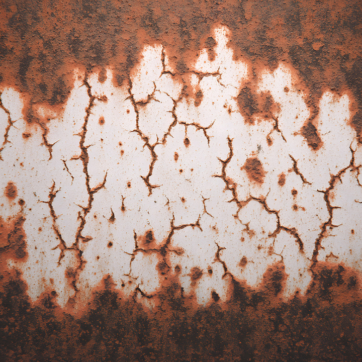 Rusty Metal with Distinct Cracks and Pitted Holes seamless PBR texture preview
