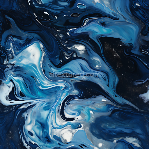 Seamless 3D Blue and Silver Marble PBR Texture with Swirling Vein Patterns