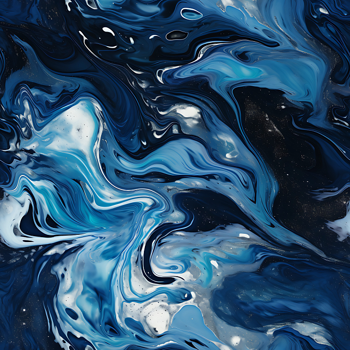 Blue and Silver Marble with Swirling Vein Patterns seamless PBR texture preview