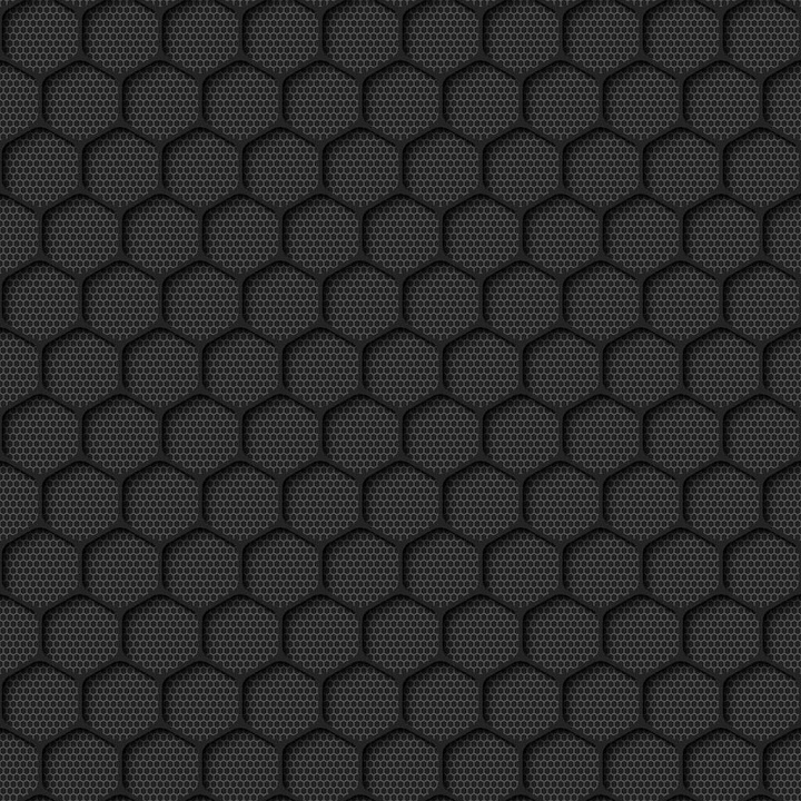 Hexagonal Black Perforated Metal Grille Mesh seamless PBR texture preview