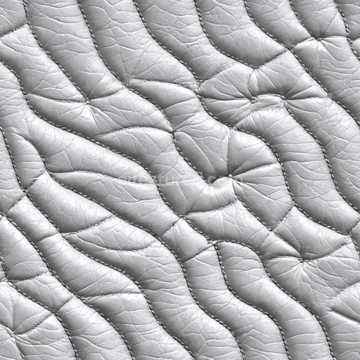 Seamless 3D PBR Grey Stitched Quilted Leather Upholstery Texture with Wrinkles