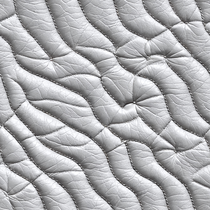 gray Stitched Quilted Leather Upholstery with Wrinkles seamless PBR texture preview
