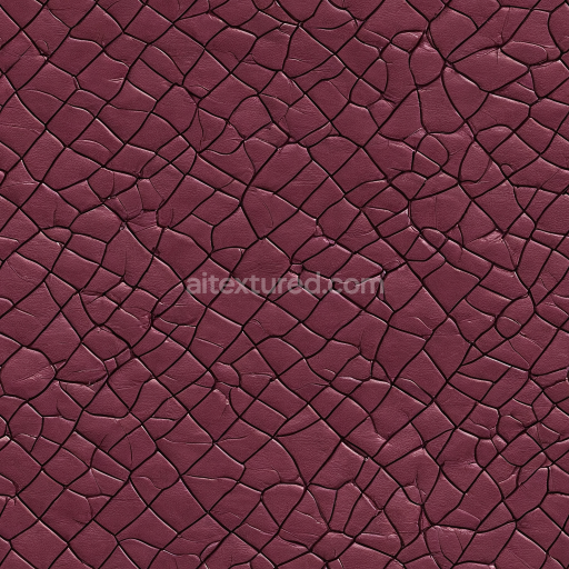 Seamless 3D cracked maroon leather PBR texture with detailed grain and deep fissures