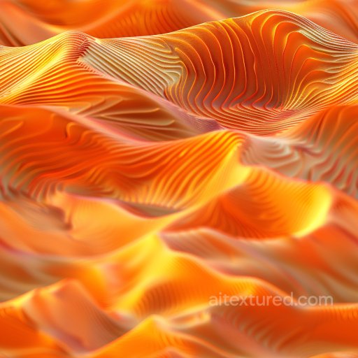 Seamless 3D PBR Texture with Glossy Orange Wave Ridges and Smooth Flowing Contours texture preview