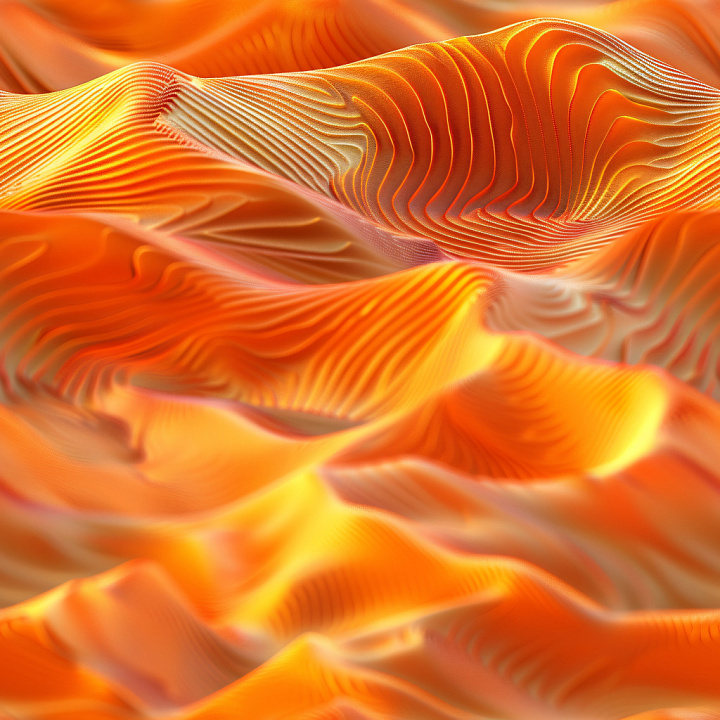 with Glossy Orange Wave Ridges and Smooth Flowing Contours seamless PBR texture preview