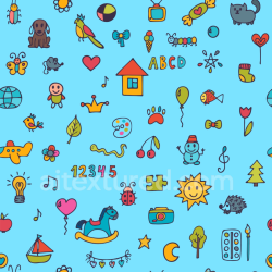 seamless Seamless 3D PBR Texture with Colorful Baby Boy Cartoon Icons on Blue texture 8k free download PBR