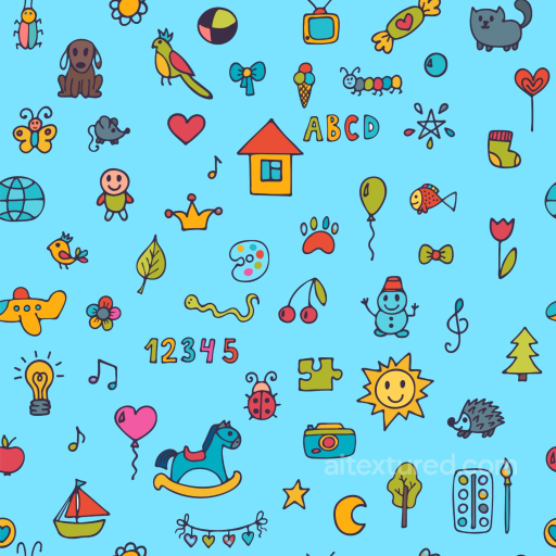 with Colorful Baby Boy Cartoon Icons on Blue seamless Baby Boy PBR texture
