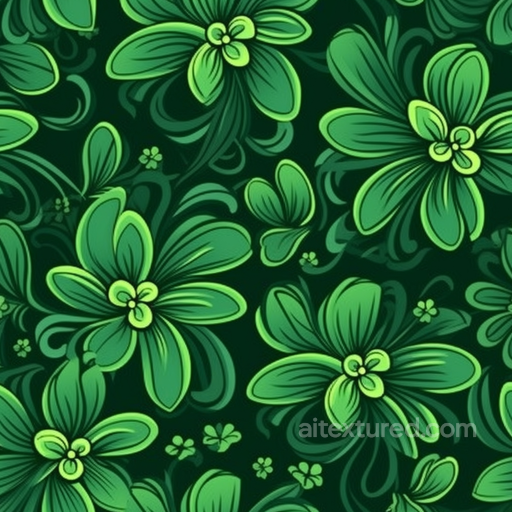 St Patrick Digital Paper Bundle Texture of Green Floral Pattern with Swirling Leaves seamless St patrick digital paper bundle PBR texture