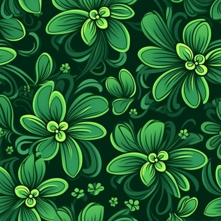 St Patrick Digital Paper Bundle of Green Floral Pattern with Swirling L… seamless PBR texture preview