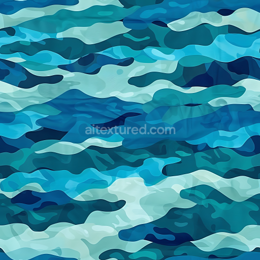 Seamless 3D Naval Blue Camouflage PBR Texture with Fluid Organic Shapes