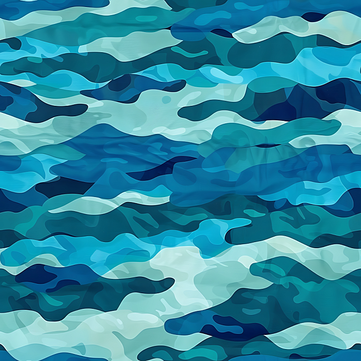 Naval Blue Camouflage with Fluid Organic Shapes seamless PBR texture preview