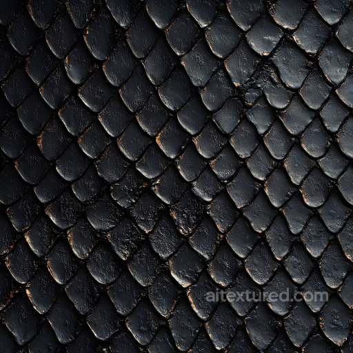 Black Reptilian Skin Featuring Detailed Overlapping Scales Seamless Texture seamless Skin PBR texture