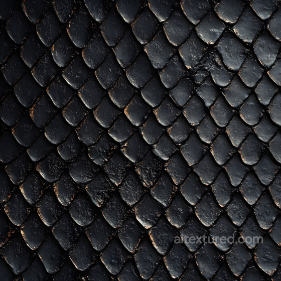 Black Reptilian Skin Featuring Detailed Overlapping Scales Seamless Texture Skin texture preview