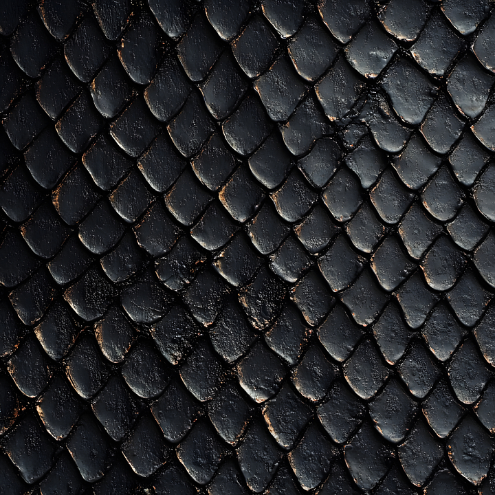 Black Reptilian Skin Featuring Detailed Overlapping Scales seamless PBR texture preview