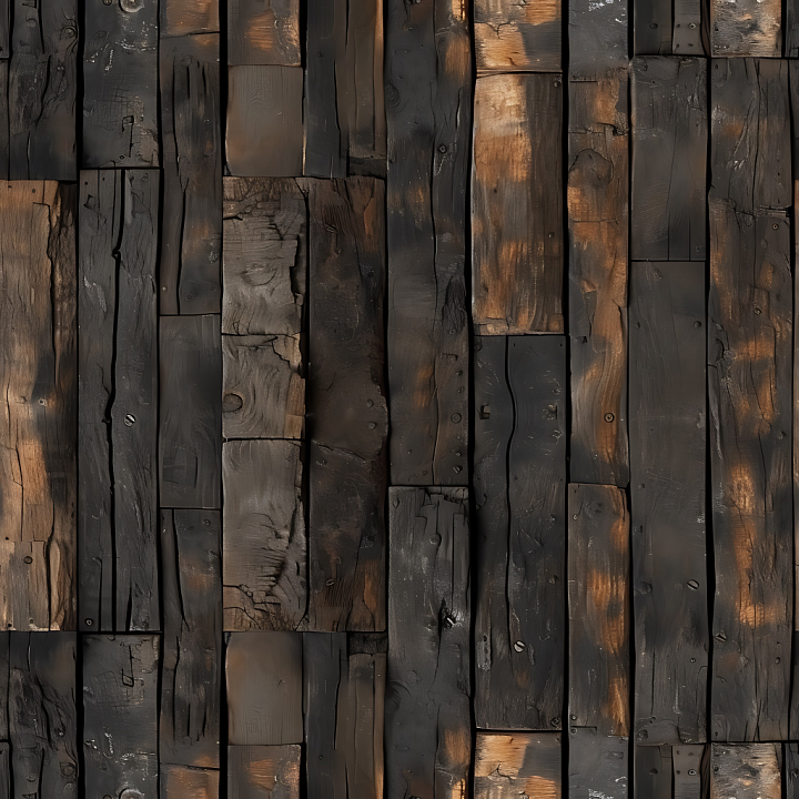 Charred, Weathered Wood Planks seamless PBR texture preview