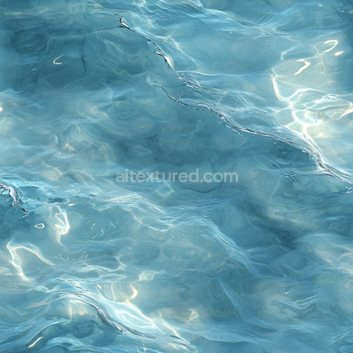 Seamless 3D PBR Texture of Clear Calm Water with Soft Rippling Waves and Light Caustics