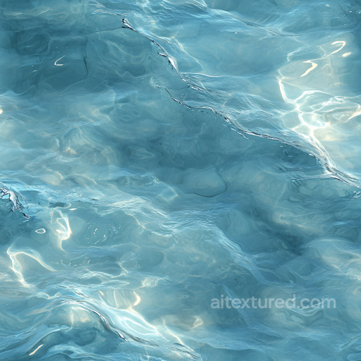 Clear Calm Water Seamless Texture with Soft Rippling Waves and Light Caustics seamless Water PBR texture