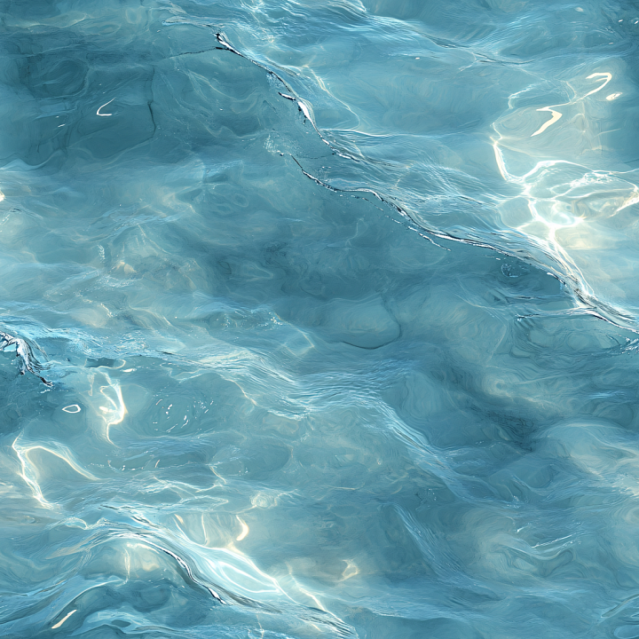 Clear Calm Water with Soft Rippling Waves and Light Caustics seamless PBR texture preview