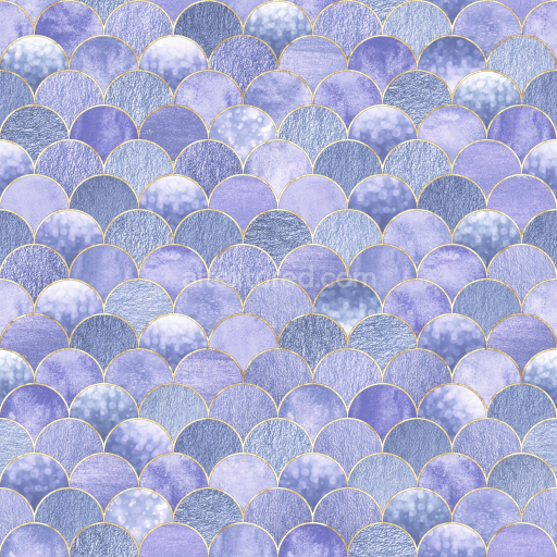 Seamless 3D PBR Mermaid Scale Texture with Blue-Violet Pattern and Soft Metallic Sheen