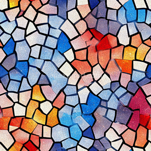 Seamless 3D Mosaic PBR Texture Featuring Multicolor Cracked Ceramic Tiles texture preview