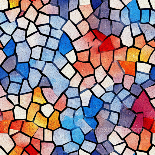 Mosaic PBR Texture Featuring Multicolor Cracked Ceramic Tiles seamless Mosaic PBR texture