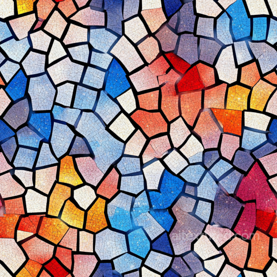 Mosaic PBR Texture Featuring Multicolor Cracked Ceramic Tiles Mosaic texture preview