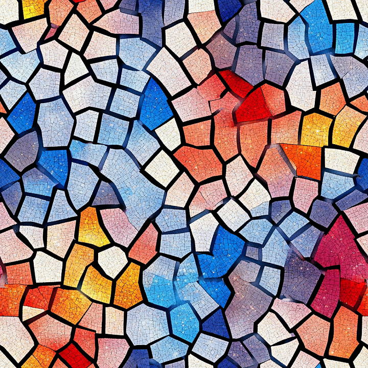 Mosaic Featuring Multicolor Cracked Ceramic Tiles seamless PBR texture preview