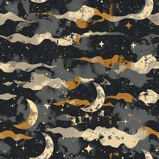 Celestial Camouflage PBR Texture Featuring Moons and Stylized Clouds seamless Color Camouflage PBR texture
