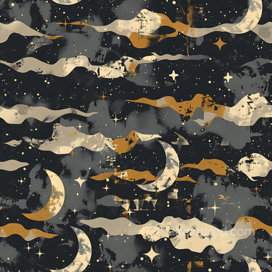 Celestial Camouflage PBR Texture Featuring Moons and Stylized Clouds Color Camouflage texture preview