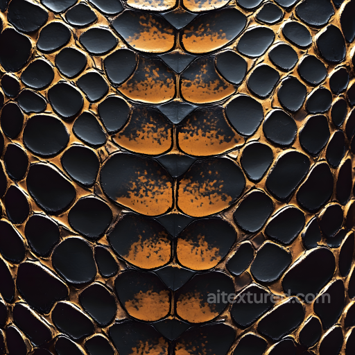 Reptile Skin Texture Featuring Glossy Black and Amber Scales seamless Skin PBR texture