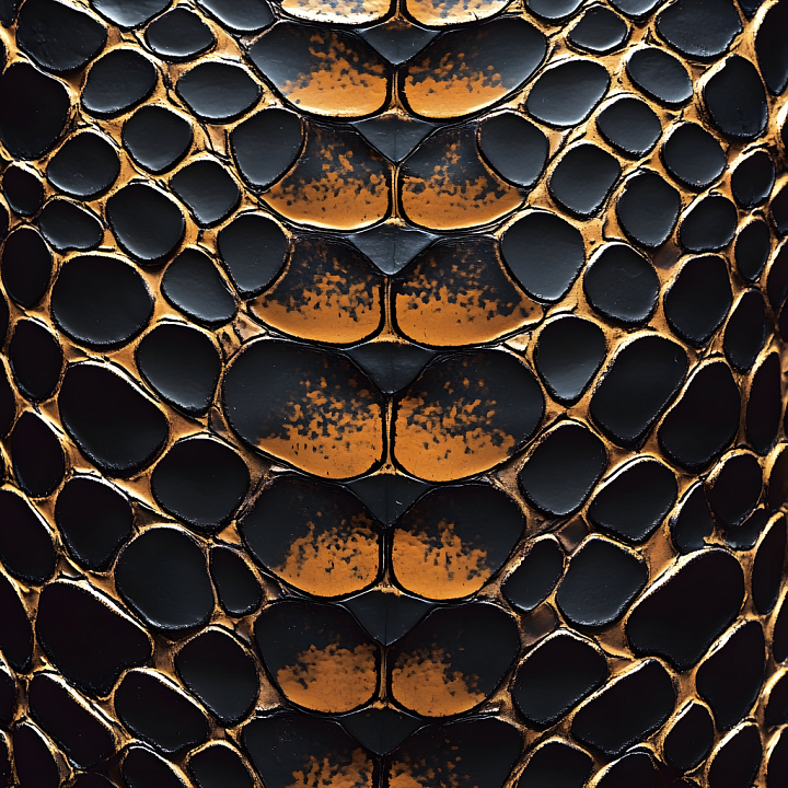 Reptile Skin Featuring Glossy Black and Amber Scales seamless PBR texture preview