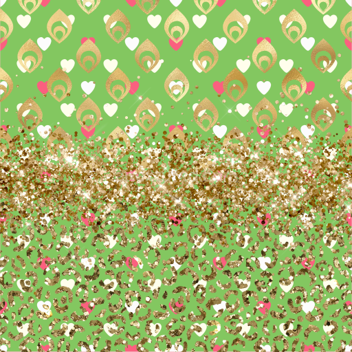 Seamless 3D PBR Texture Featuring Gold Glitter and Festive Pattern on Green Fabric