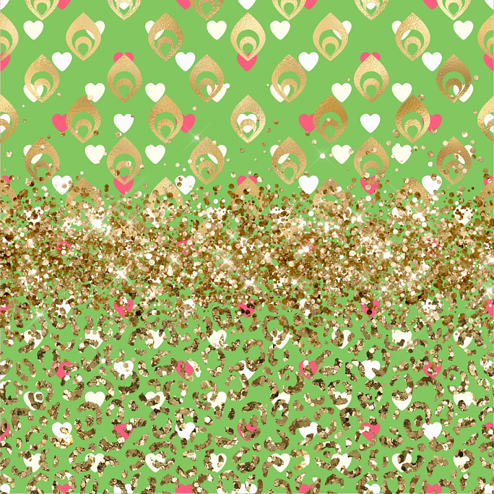 Featuring Gold Glitter and Festive Pattern on Green Fabric seamless PBR texture preview