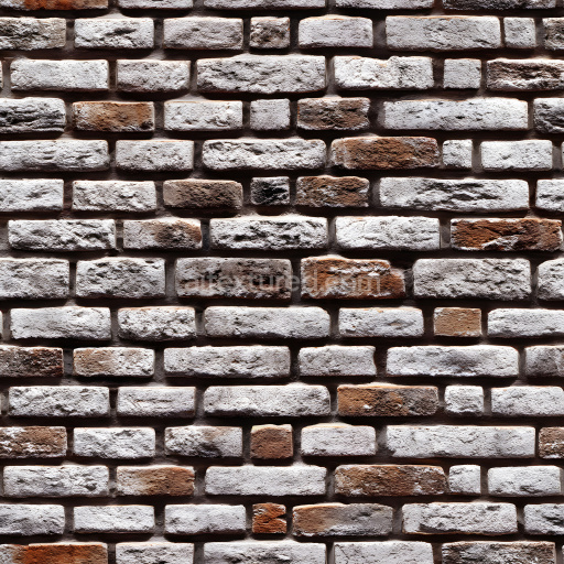 Seamless 3D Cracked and Weathered Brick Wall PBR Texture with Rustic Brown and White Tones