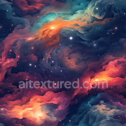 seamless Seamless 3D PBR Space Texture Featuring Vibrant Nebula Clouds and Starfield texture 8k free download PBR