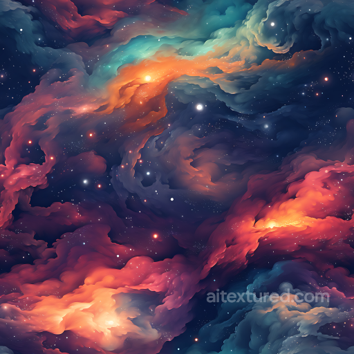 Space Texture Featuring Vibrant Nebula Clouds and Starfield seamless Star, space, planets PBR texture